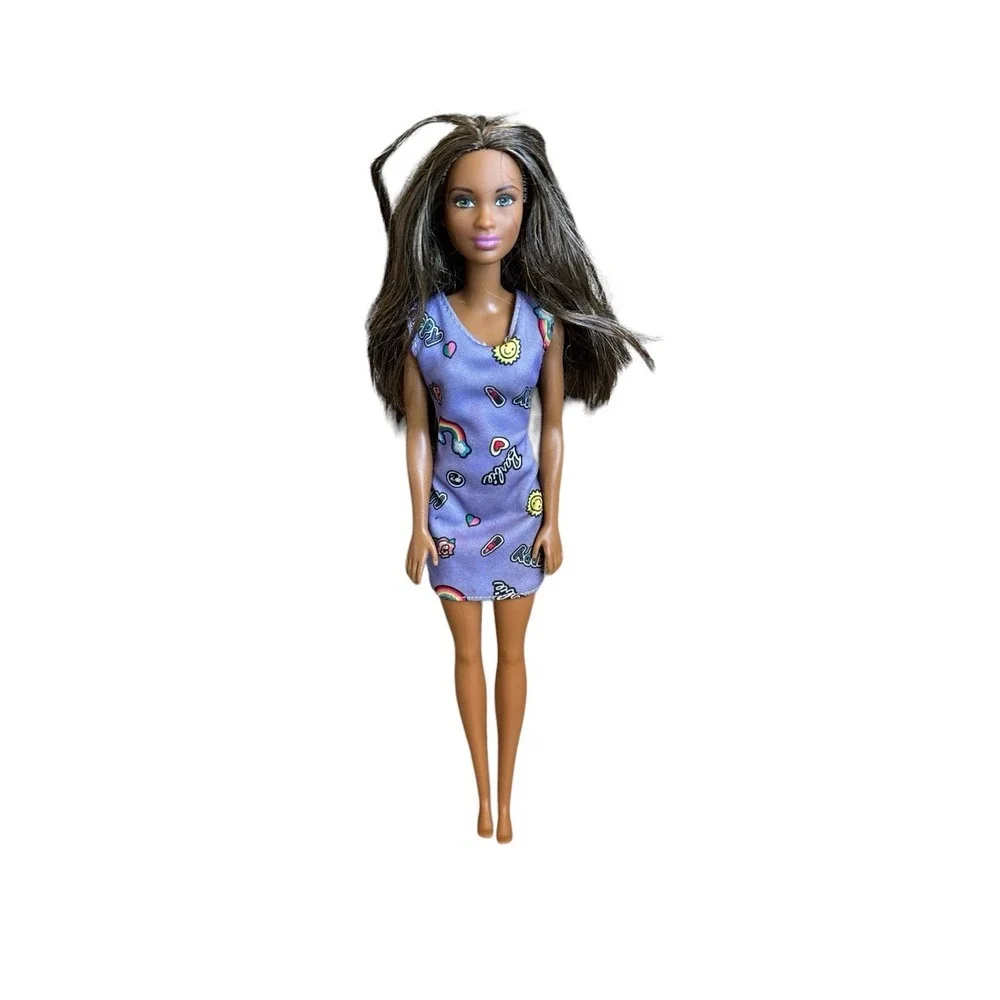 Mattel‎ 2015 African American Barbie Doll Green Eyes With Sundress D4